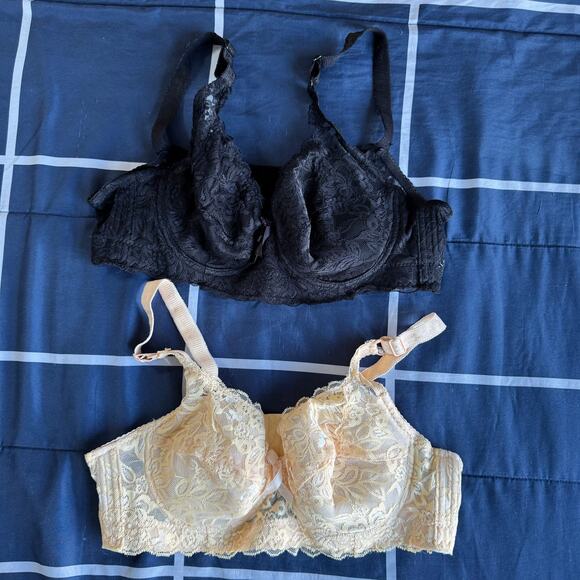 2-Pack Lace Longline Underwire Bras Black & Beige Padded 38B - Picture 1 of 2